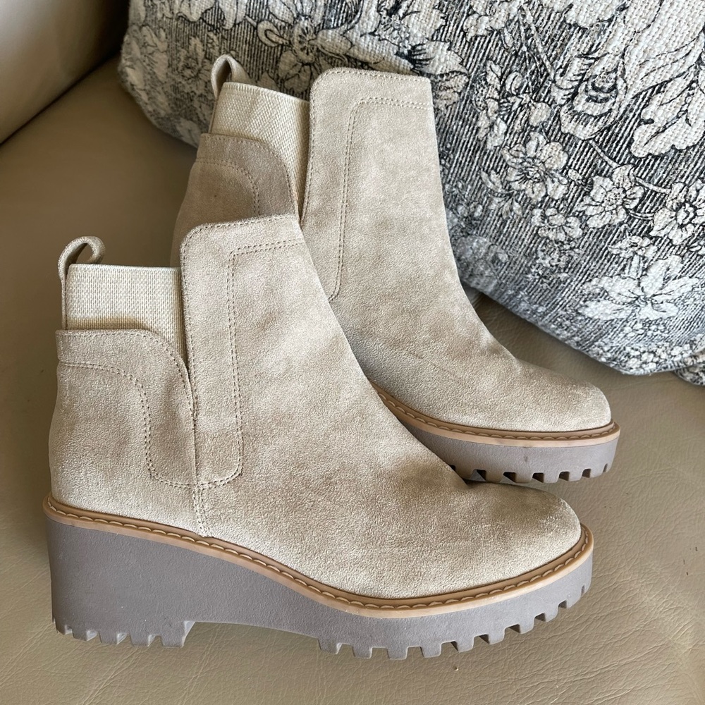 Light tan suede boots